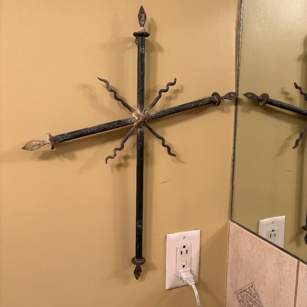 Vintage Hand forged iron rustic cross
